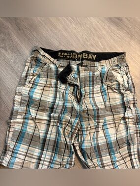 Union Bay Plaid Casual Shorts - Blue, Gray, White